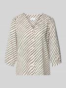 comma Relaxed Fit Bluse mit V-Ausschnitt in Offwhite, Größe 34