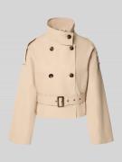 Jake*s Collection Kurze Trenchjacke mit Taillengürtel in Ecru, Größe 3...