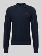 REVIEW Strickpullover mit Strukturmuster und Polokragen in Marine, Grö...