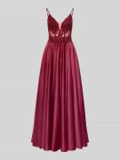 Mascara Abendkleid mit floralem Zierbesatz in Rot, Größe 32