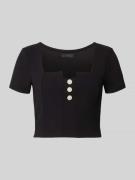 Guess Cropped T-Shirt mit Ziersteinbesatz Modell 'Evelina' in Black, G...