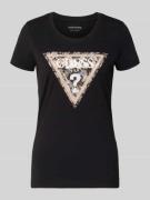 Guess Slim Fit T-Shirt mit Ziersteinbesatz in Black, Größe L
