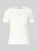 Tommy Hilfiger Slim Fit T-Shirt aus reiner Baumwolle in Ecru, Größe L