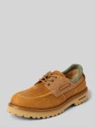 Woolrich Bootsschuhe aus Leder mit profilierter Sohle in Cognac, Größe...