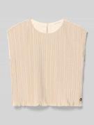 Guess Schimmerndes Top mit Wellensaum und Label-Applikation in Sand, G...