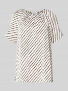 comma Blusenshirt mit Schlüsselloch-Ausschnitt in Offwhite, Größe 34