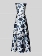 Swing Abendkleid im Allover-Look in Blau, Größe 34