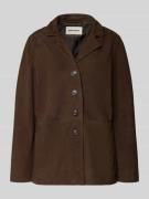 Stefanel Velour-Lederjacke mit Knopfleiste in Dunkelbraun, Größe L