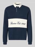 REVIEW Regular Fit Langarm-Poloshirt mit Label-Stitching in Marine, Gr...