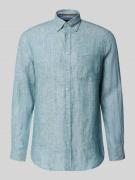 Christian Berg Men Slim Fit Leinenhemd mit Brusttasche in Metallic Gru...