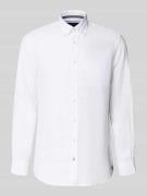 Christian Berg Men Slim Fit Leinenhemd mit Brusttasche in Weiss, Größe...