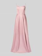 Unique Abendkleid aus Satin mit Spaghettiträgern in Rose, Größe 34