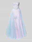 Unique Abenkleid aus Tüll mit Stitchings in Hellblau, Größe 32