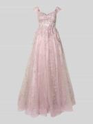 Unique Schimmerndes Abendkleid aus Tüll mit Stitchings in Rose, Größe ...