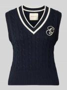 Gant Pullunder mit V-Ausschnitt und Label-Stitching in Marine, Größe L