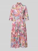 Milano Italy Hemdblusenkleid mit Bindegürtel in Rose, Größe 34