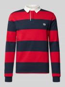 REVIEW Regular Fit Poloshirt mit Rugby-Streifen und Logo-Bestickung in...