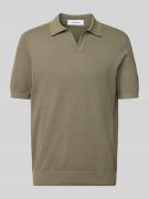 GRAN SASSO Regular Fit Poloshirt mit V-Ausschnitt in Oliv, Größe 50