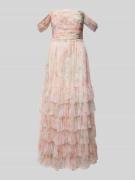 Jake*s Cocktail Abendkleid mit Raffungen in Apricot Melange, Größe 44