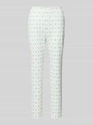 Marc Cain Slim Fit Stoffhose mit Allover-Logo-Print in Offwhite, Größe...