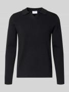 Lindbergh Relaxed Fit Strickpullover in Ripp-Optik in Black, Größe L