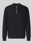 Lindbergh Sweatshirt mit Polokragen und Reißverschluss in Black, Größe...