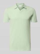 Lindbergh Slim Fit Poloshirt mit V-Ausschnitt in Hellgruen, Größe L
