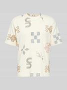 MCNEAL Regular Fit T-Shirt mit Allover-Stitching in Ecru, Größe L