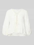 Apricot Regular Fit Bluse aus Viskose-Leinen-Mix mit Schnürung in Offw...