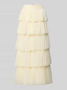 LACE & BEADS Maxirock aus Tüll im Stufen-Look in Offwhite, Größe L