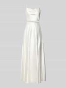 Luxuar Maxirock aus Satin mit Reißverschluss in Offwhite, Größe 32