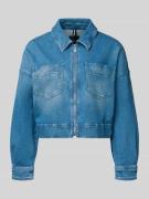 Marc Cain Cropped Jeansjacke aus Baumwoll-Mix in Hellblau Melange, Grö...