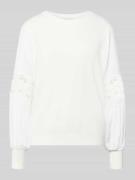 Apricot Strickpullover aus Viskose mit semitransparenten Ärmeln in Off...