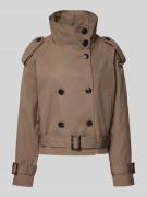 Tommy Hilfiger Cropped Trenchcoat mit Stehkragen in Taupe, Größe 42