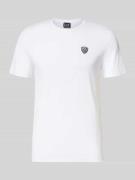 EA7 Emporio Armani T-Shirt aus Viskose-Mix mit Label-Patch in Weiss, G...