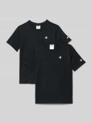 CHAMPION Regular Fit T-Shirt mit Logo-Print im 2er-Pack in Black, Größ...
