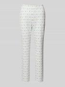 Marc Cain Slim Fit Stoffhose mit Allover-Logo-Print in Offwhite, Größe...