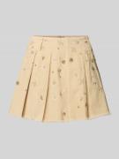 Liu Jo White Faltenrock mit Pailletten, Perlen und Ziersteinbesatz in ...