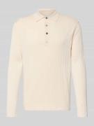 Profuomo Strickpullover aus reiner Baumwolle mit Polokragen in Offwhit...