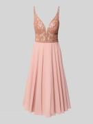 Hey Kyla Cocktailkleid mit Ziersteinbesatz in Hellrosa, Größe 34