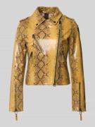 Blauer Usa Lederjacke im Allover-Look Modell 'CHERRY' in GELB, Größe L