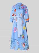 Milano Italy Hemdblusenkleid mit Bindegürtel in Hellblau, Größe 34