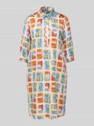 Milano Italy Knielanges Hemdblusenkleid aus Viskose im Allover-Look in...