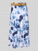 Apricot Midirock im Allover-Look mit Gürtel in Marine, Größe L
