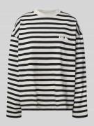 Karo Kauer Oversized Longsleeve mit Streifenmuster in Mittelgrau, Größ...