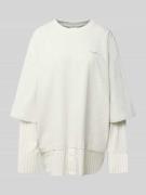 Karo Kauer Oversized Longsleeve in Layering-Optik in Hellgrau, Größe L
