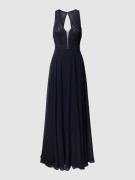 V.M. Abendkleid mit Perlen in Marine, Größe 50