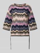 Oui Strickshirt mit 3/4-Arm in Black, Größe 34