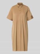 Milano Italy Knielanges Hemdblusenkleid mit Knopfleiste in Cognac, Grö...