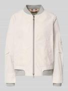 Amber & June Bomberjacke mit Zweiwege-Reißverschluss in Kitt, Größe 34